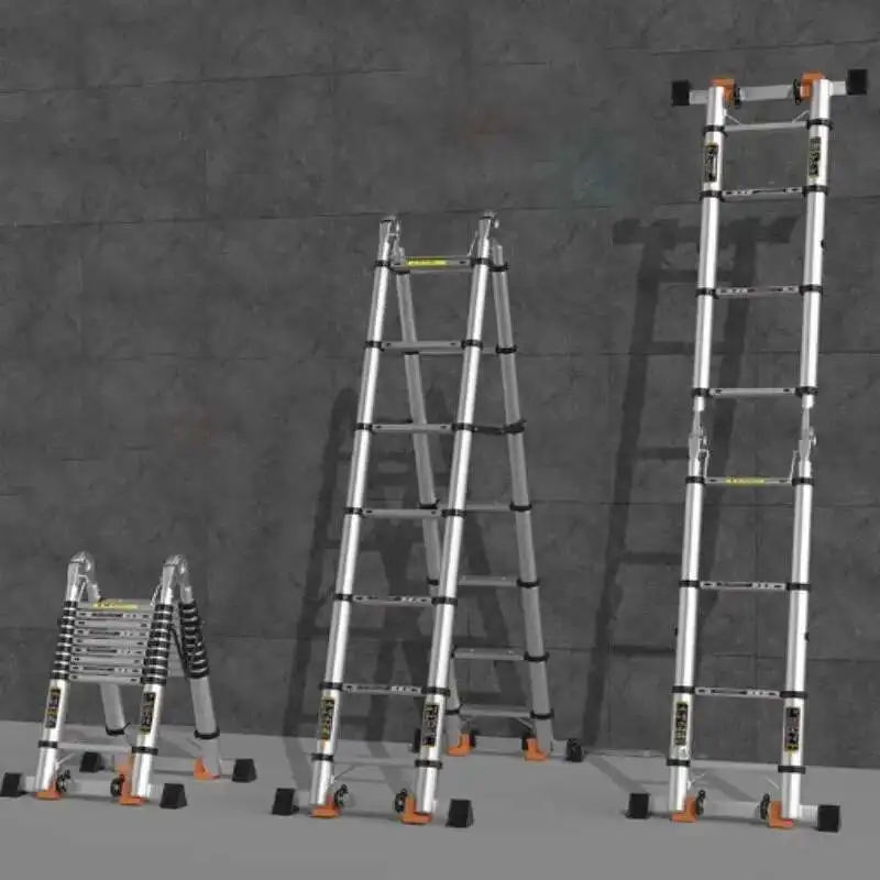 Legering telescopische trapladder Multifunctionele heftechniektrap Verdikte visgraatladders Vouwtrap