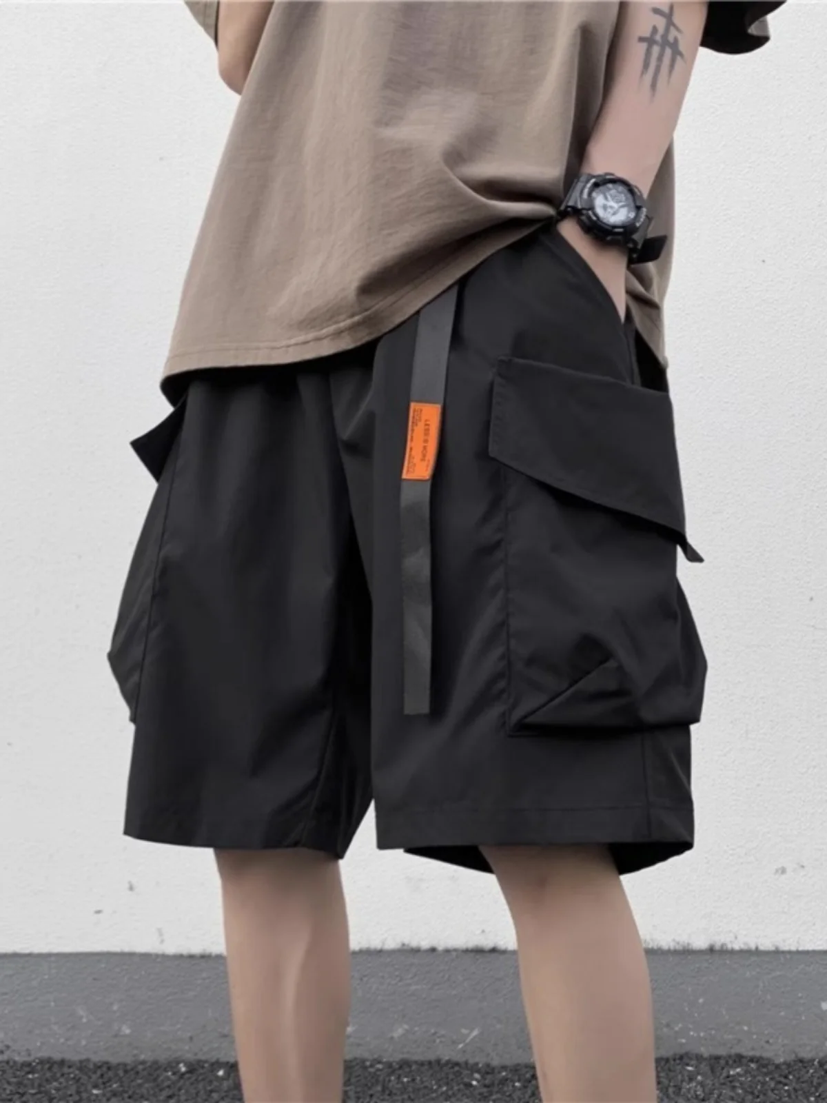 

Functional Bla Workwear orts Men's Summer Thin Loose Casual Boys Mid-Pants American Large Size Five-Part Pants