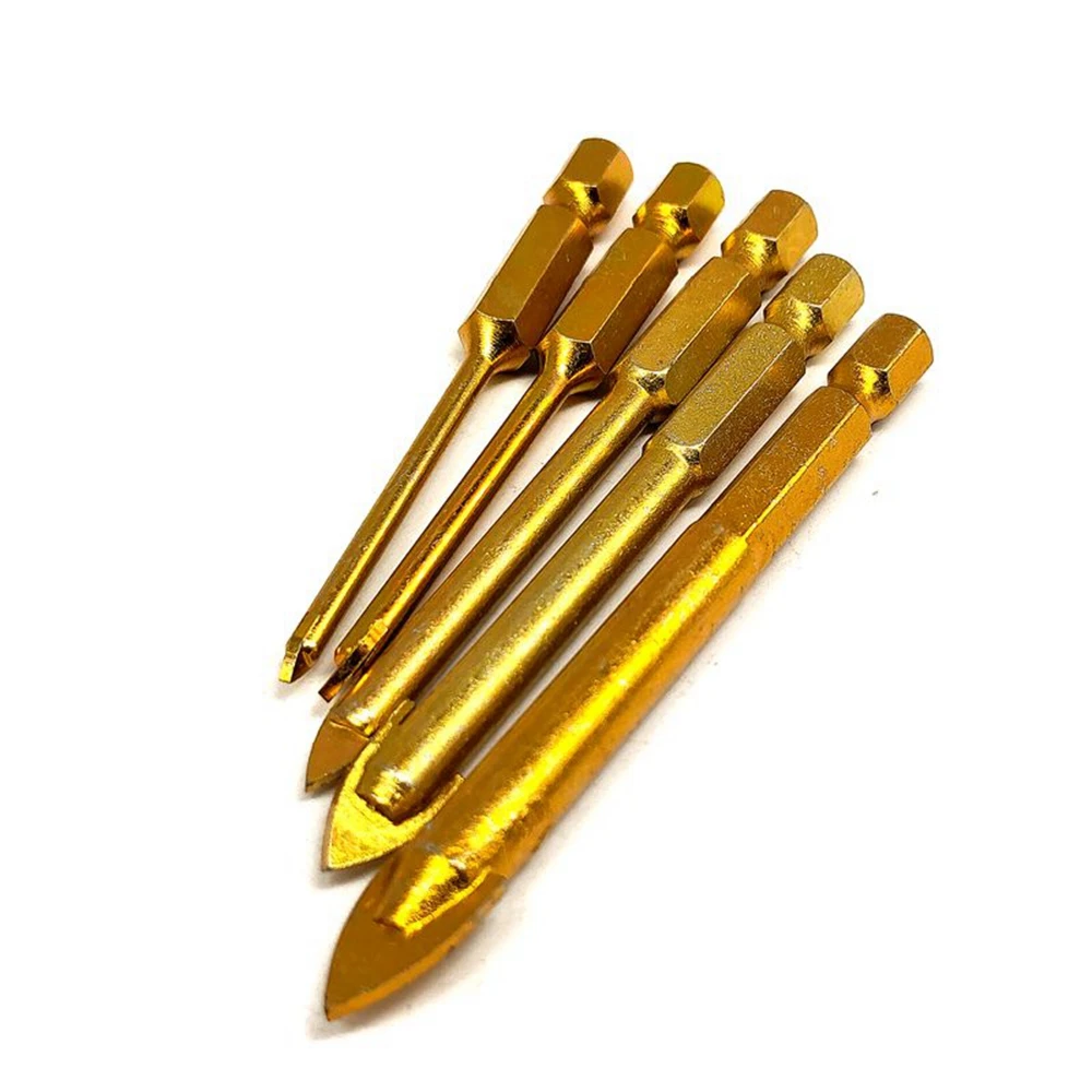 5Pcs Multifunctional Glass Drill Bits Set 3mm 4mm 6mm 8mm 10mm Hex Shank for Ceramic Tile Marble Mirror Glass Cutter