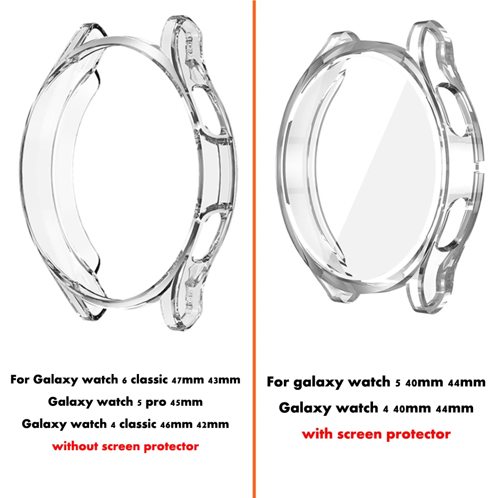 Case+strap for samsung galaxy watch 6 40mm 44mm no gaps band TPU clear protector case watch 5 pro 45mm 4 5 40 44mm strap case