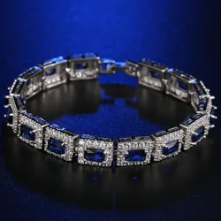 Luxury Micro Pave Setting Gemstone Bracelet, Hip Hop Style Women's Jewelry, Ideal Gift for Friends