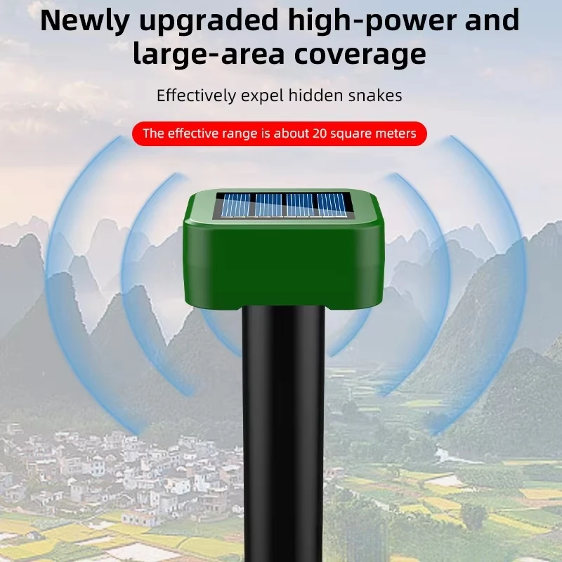 Solar Powered Ultrasonic Snake Repellent 2026 Waterproof Outdoor Deterrent for Rodent Cat Dog Wolf Hot Sale