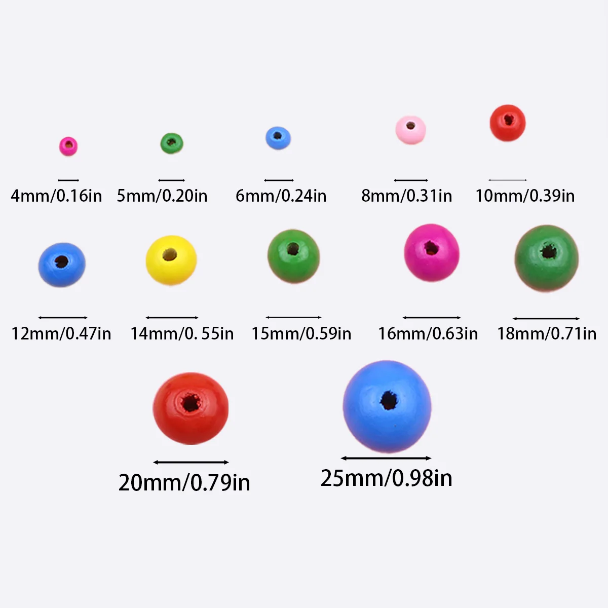 Rich Color Round Wooden Spacer Beads 5-25mm Ecofriendly Ball Loose Beads For DIY Jewelry Handwork Making Necklaces Accessories