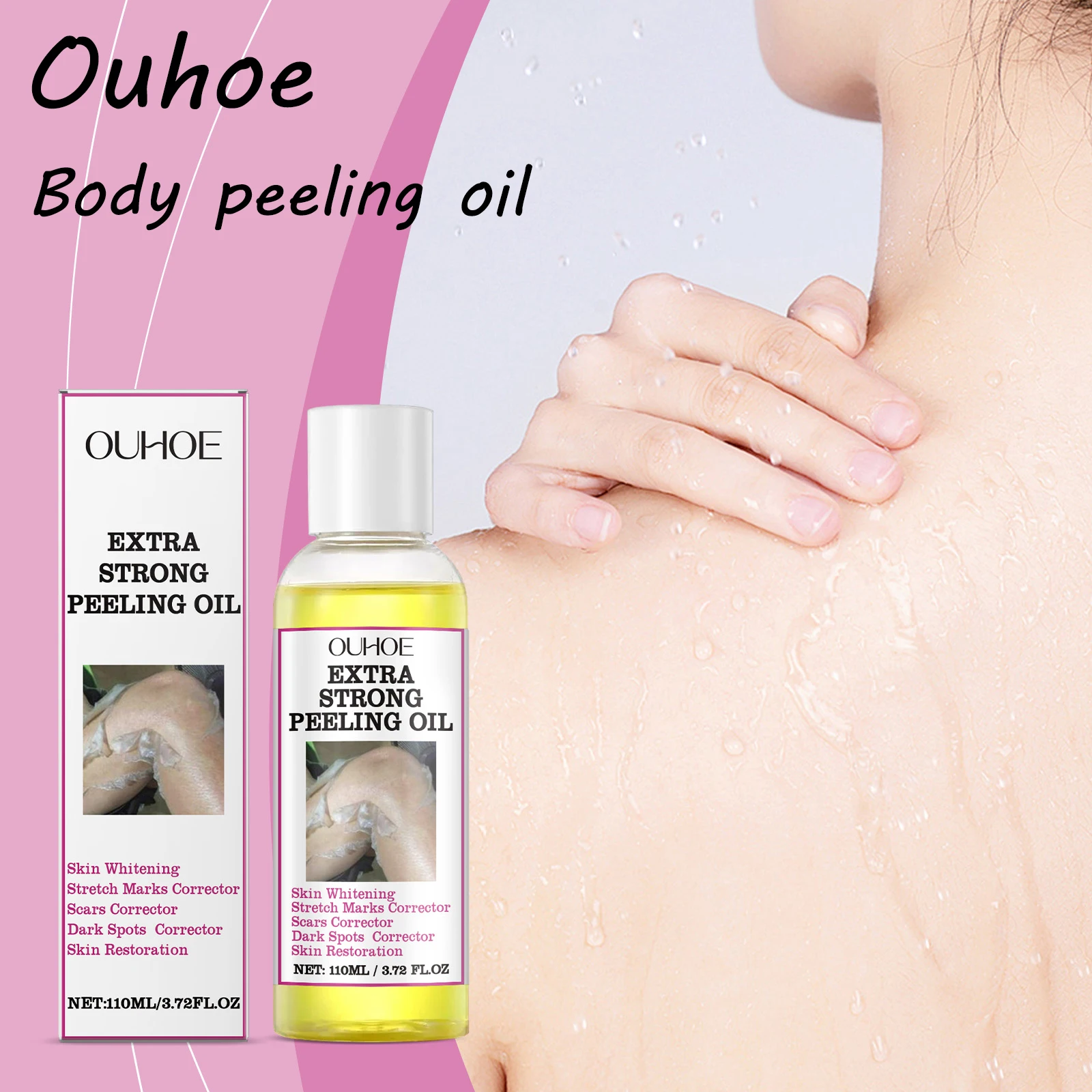 Ouhoe Körperpeeling-Öl, sanft, abgestorbene Haut entfernen, feuchtigkeitsspendend, leuchtender Hautton, straffende Massage, glättende Körperpeeling-Öl