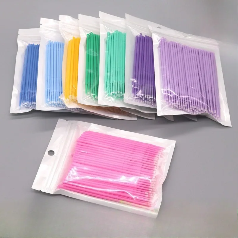 100 Uds. Bolsas de limpieza de hisopo de algodón con varios colores disponibles para ajuste y desinfección de maquillaje Local hisopos de algodón