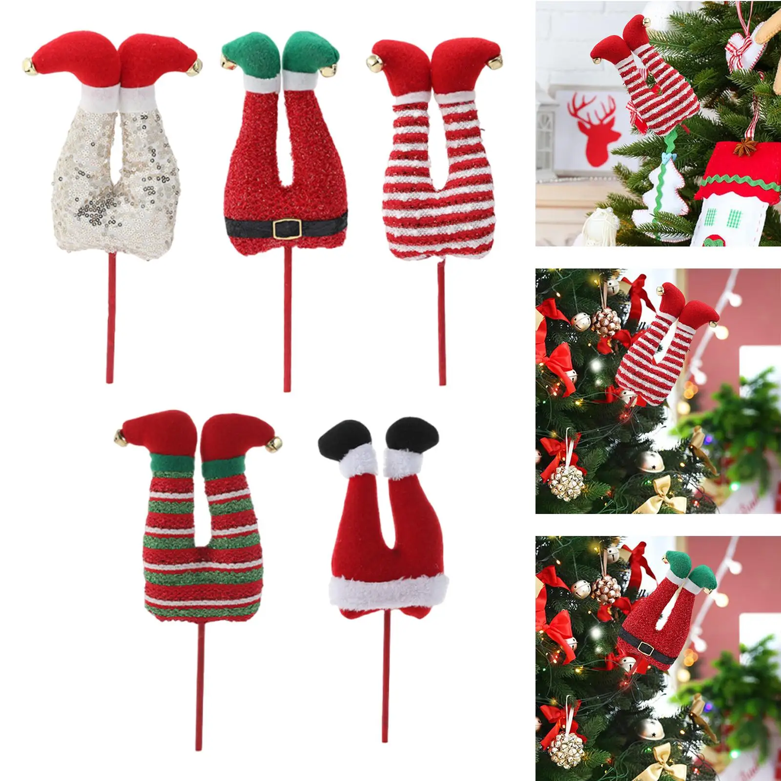 Christmas Elf Leg Pick Home Wedding Dining Room Plush Stuffed Tree Topper