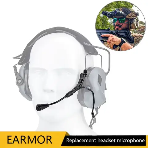 자세히 둘러보기 Earmor S10 전술 헤드폰 마이크, 헤드폰 교체 마이크 시리즈 M32 및 M32H. C51 전술 헤드폰