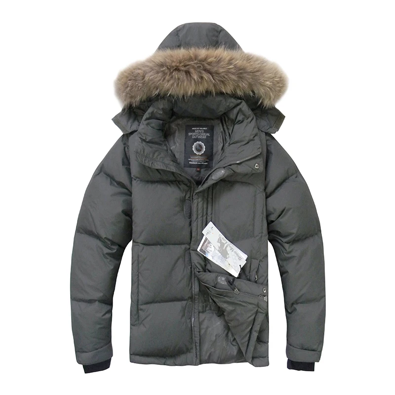 Men Duck Down Jacket Winter Down Coat Raccoon Fur Waterproof Hooded Down Jackets Mens Winter Thick Warm Jacket Parka Outerwear