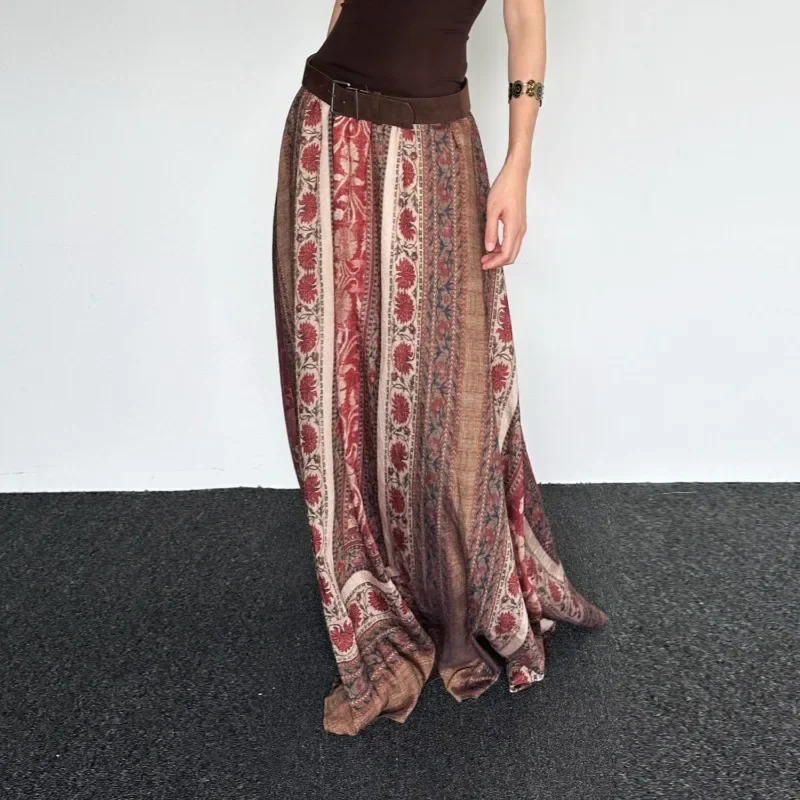 

Весенне-осенние винтажные юбки в этническом стиле Y2k, эстетичная субкультурная юбка с высокой талией для женщин, Faldas Mujer Moda 2025 Harajuku