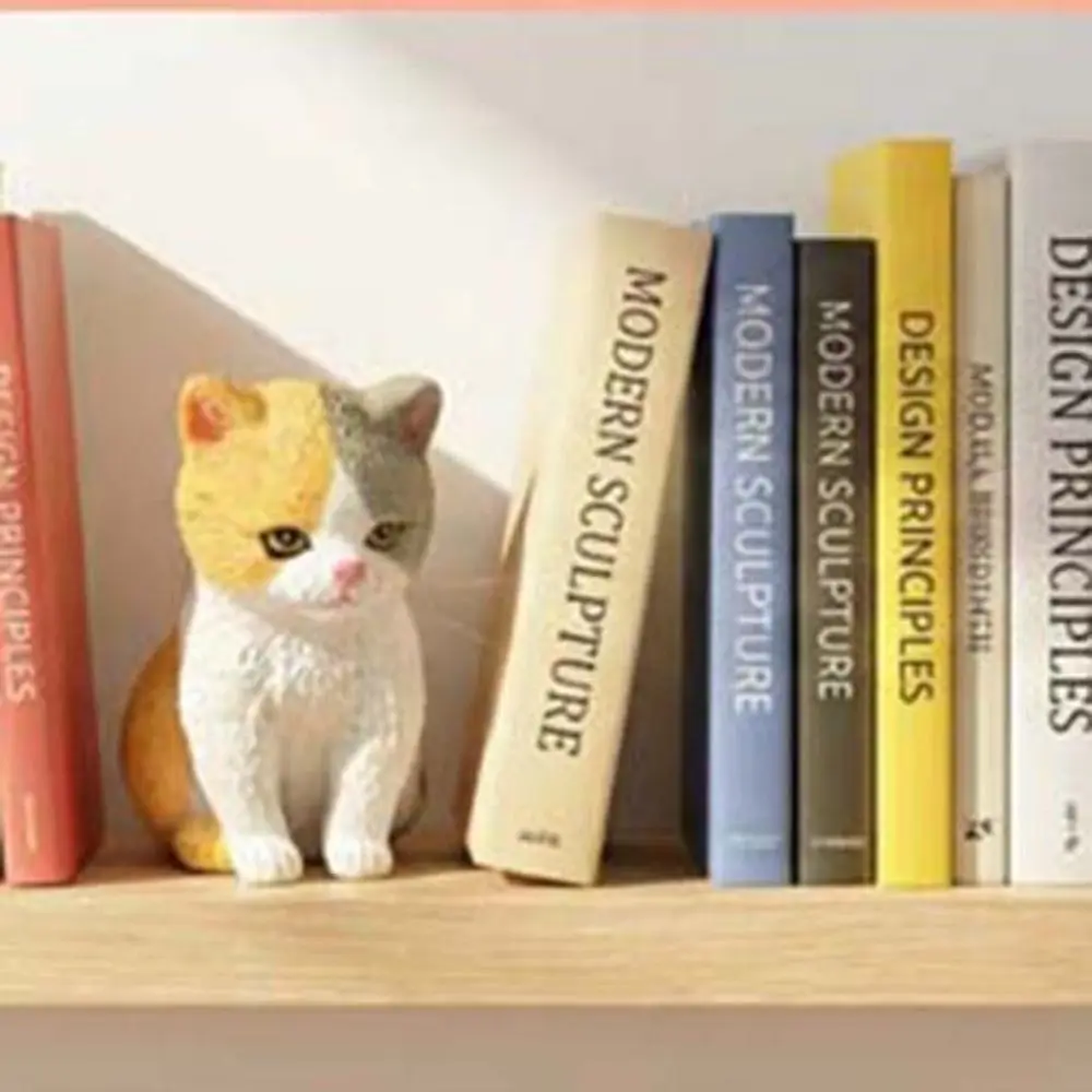 Orange Cat Cat Statues Figurines Cartoon Style Tiger Spot Sitting Cat Pet Model Cute Design Depressed Expression Cat Decoration