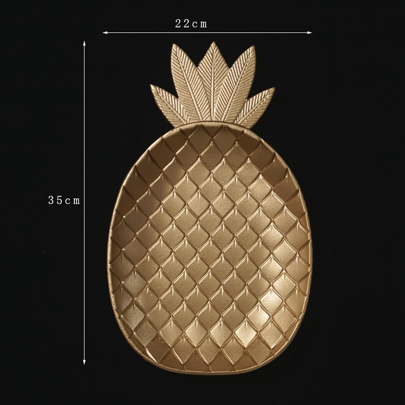 Nordic Decorative Tray Gold Pineapple Shape Serving Tray Jewelry Pallet Fruit Snack Dish Table Storage Organizer