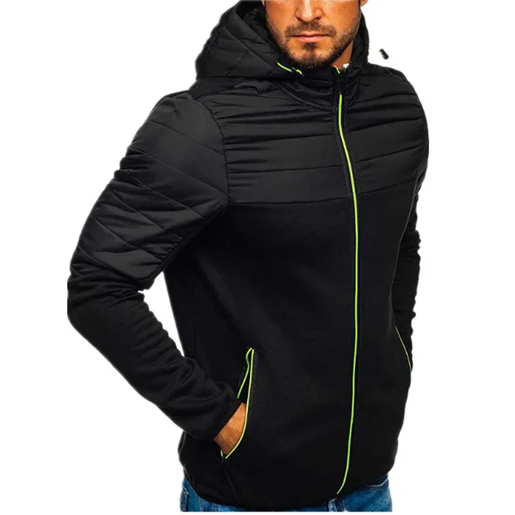 Sudadera con capucha para hombre, abrigo informal con cremallera y empalme, cárdigan de Color de contraste, novedad de 2024