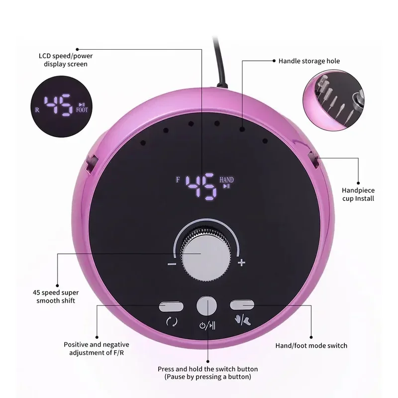 45000 دورة في الدقيقة الكهربائية مسمار الحفر المهنية آلة أظافر مع فرش السيارات الأظافر ساندر مجموعة معدات صالون الأظافر الملمع #4