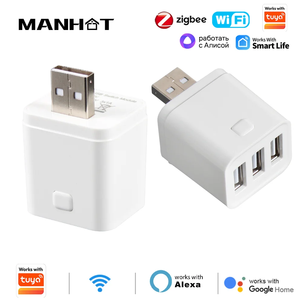 Adaptador Micro USB Inteligente 5V WiFi Mini USB para Carregamento Rápido Smart Life Compatível com Tuya Alexa Google Assistant