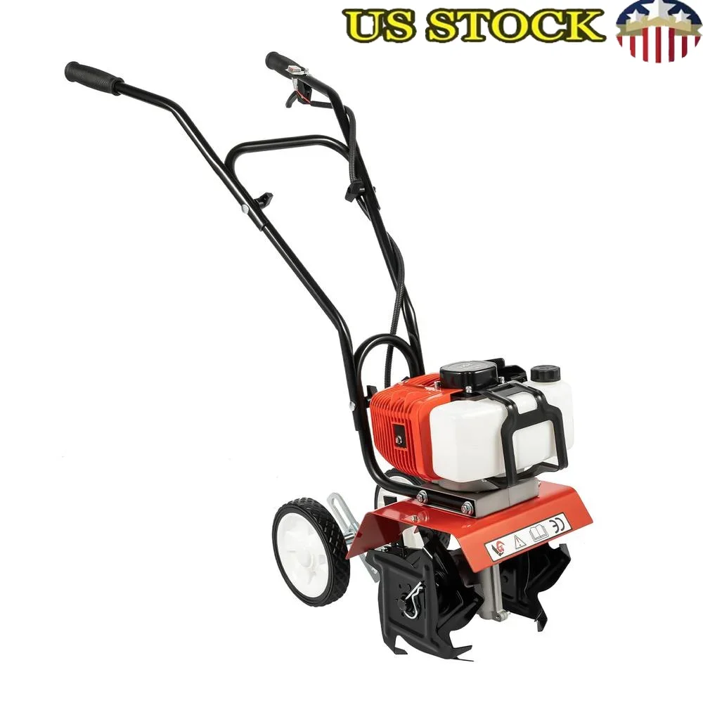 52CC 2Stroke Gas Tiller 1700W Hand Rotary Cultivator Powerful Garden Tool Manganese Steel Blades Efficient Soil Cultivation