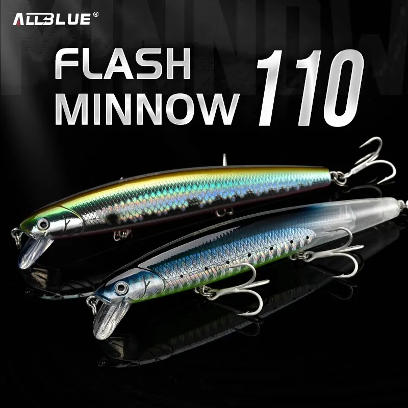 ALLBLUE Flash 110 przynęta wędkarska 110mm 5/8 uncji Glow Jerkbait Wobbler wolno zawieszający plastikowy sztuczna przynęta sprzęt do szczupaka okonia — zdjęcie 5