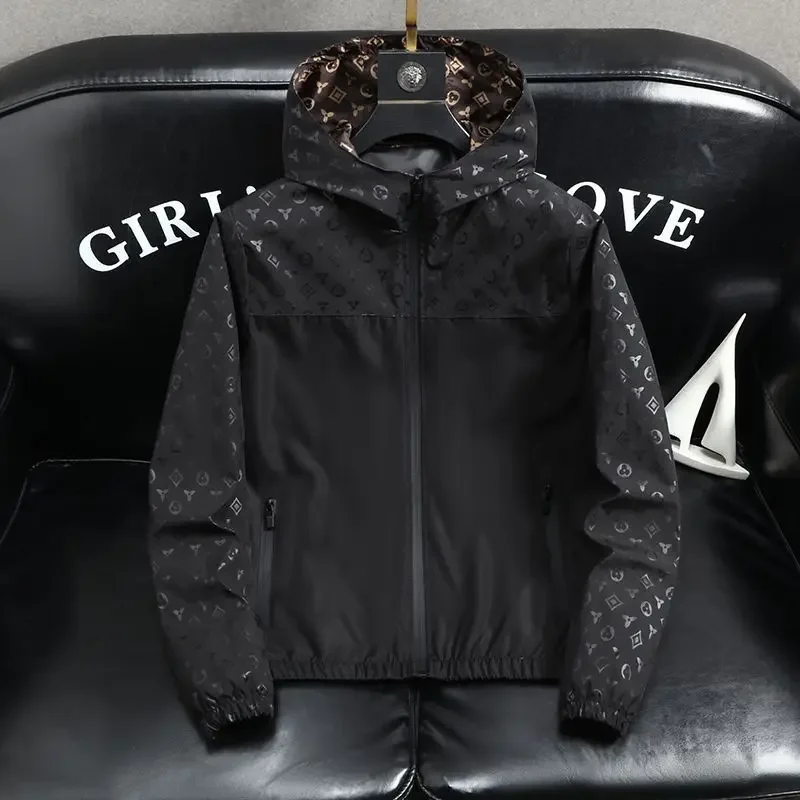 

Новинка 2023 года, весенне-осенняя куртка с темным цветком и капюшоном, персонализированная трендовая универсальная мужская жаккардовая куртка, повседневный топ