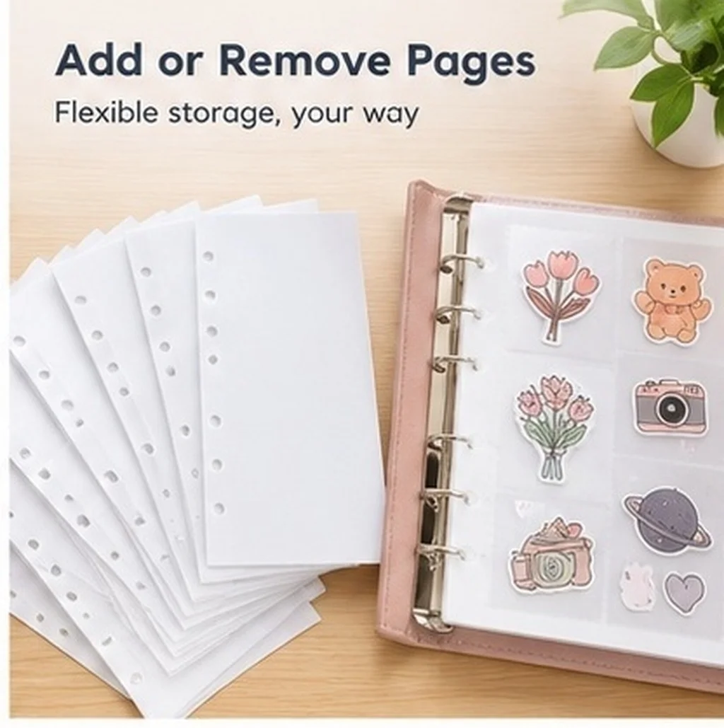 60Pcs Sticker Album Binder Refill Sheets Double Sided Release Paper for Sticker Collecting Organizing Storage Craft A7
