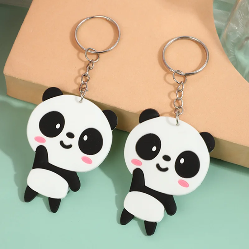 Cute Keychain Creative Cartoon Key Chain Silicone Jewelry Cactus Panda Key Rings Car Bag Keyring Soft Kawaii Rocket Pendants