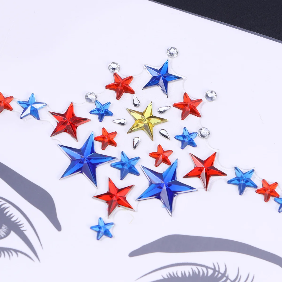 

Crystal Face Diamond Sticker Acrylic Pentagram Rhinestone Forehead Body Glitter Random Color Face Jewels