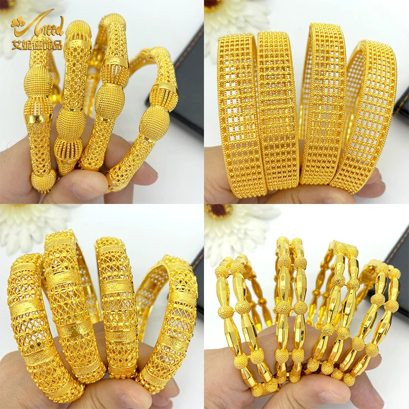 

ANIID New Luxury Gold Color Bangles For Women Men Girls Ethiopian African Dubai Wedding Bracelet Party Gifts Wholesale