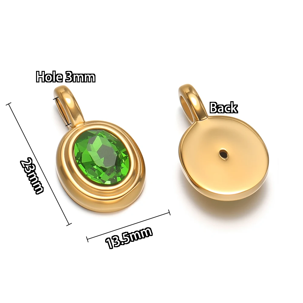 4 Stück Edelstahl-Ovalanhänger mit großem Loch und Zirkonia für DIY-Schmuckzubehör, Halskettenanhänger, Armbandzubehör, Ohrringherstellung – Detail 3