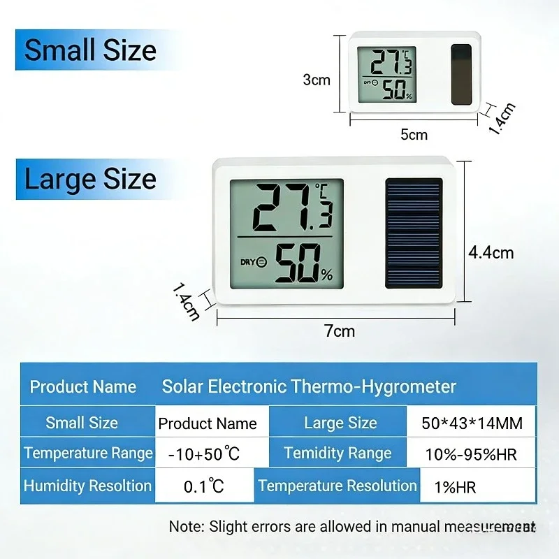 8PCS Mini Solar Electronic Thermometer Hygrometer High Accuracy Portable Silent for Car Home Kitchen Temperature Monitor