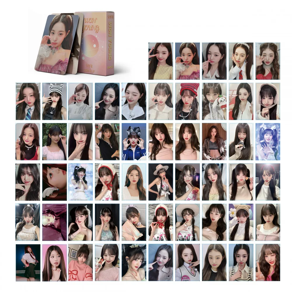 55Pcs/Set KPOP Wonyoung Boxed Two Sides Lomo Cards Fashion Ins Magazine Concert Stage Selfie Photocards Fans Collection Gifts