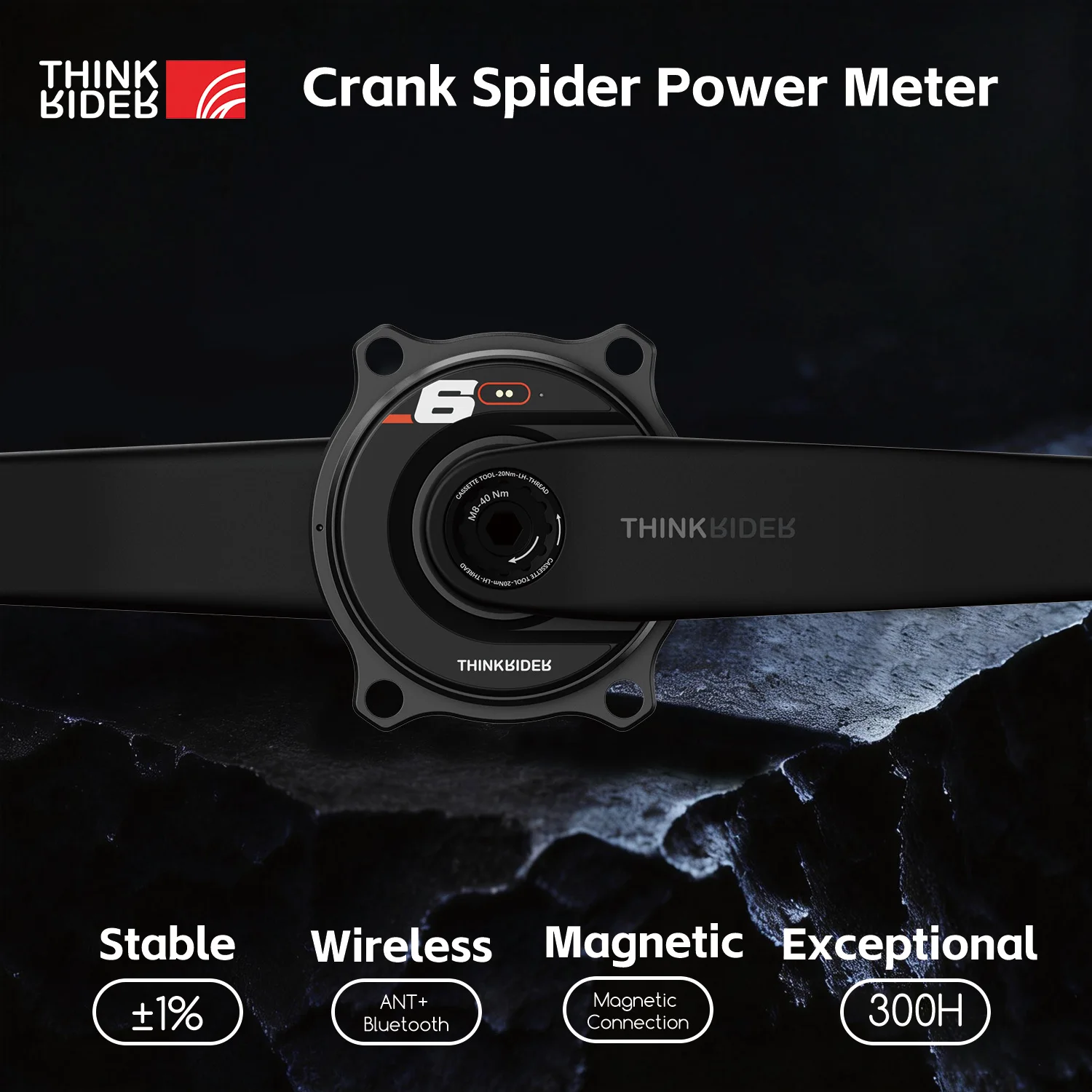 THINKRIDER PP6 Bike Carbon Fiber Spider Power Meter Crankset DUB 29MM 162.5-172.5mm ANT+ BLE for  Road Bike