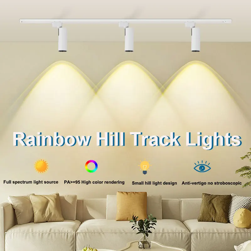 LED Track Light 3 Color Rainbow Hill Spotlight 110V/220V Rail Atmosphere Light for Living Room Decor Aluminum Ceiling Spot Light