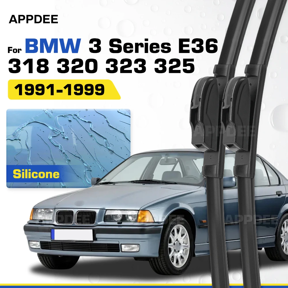 

Silicone & Rubber LHD&RHD Front Wiper Blades Set For BMW 3 Series E36 318 320 323 325 1991-1999 Coated Windshield Window Brushes