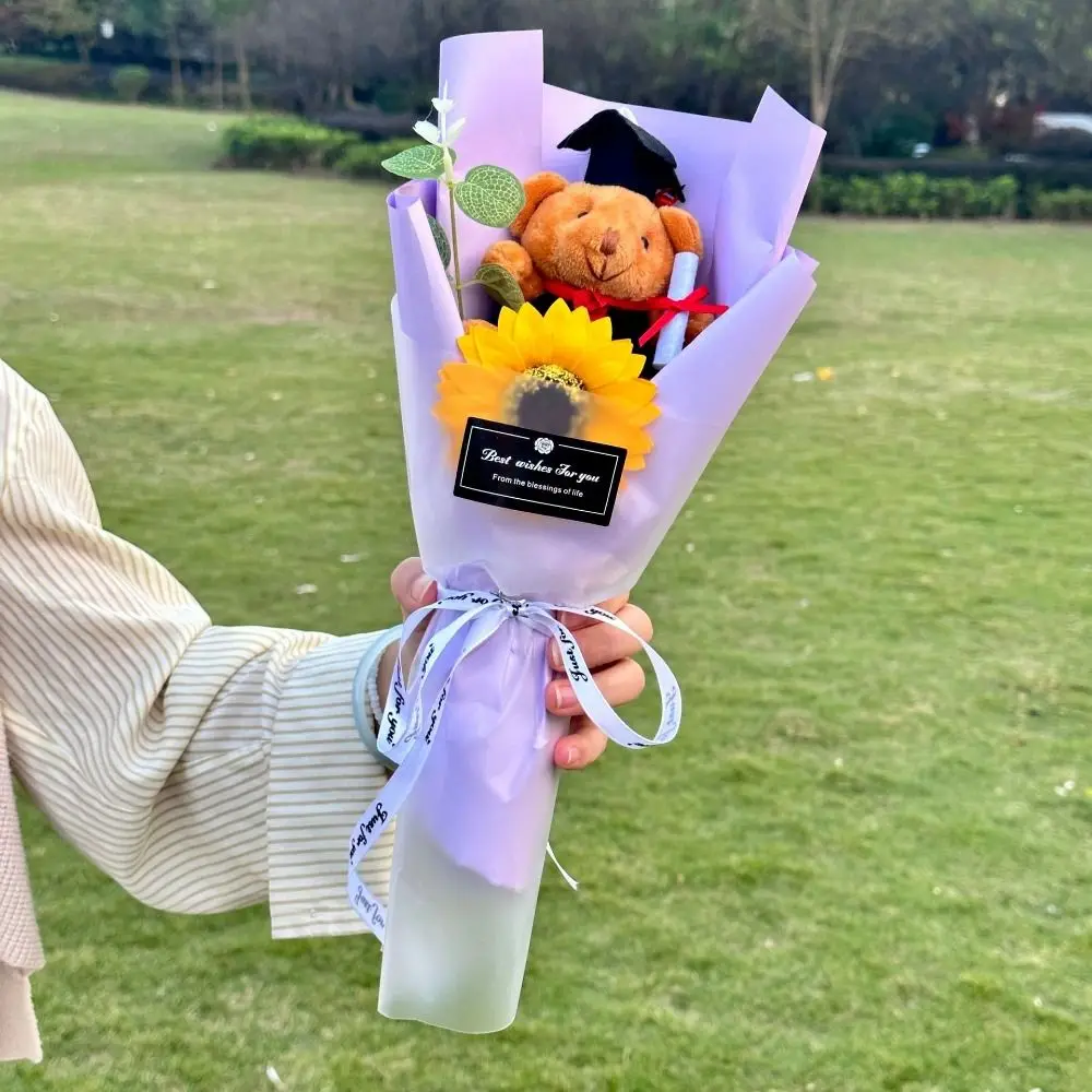 

Bouquet Decoration Graduation Bear Bouquet Plush Bear Cartoon Bear Plush Bouquet Elegant Lovely Doctoral Bear Toy Student Gift