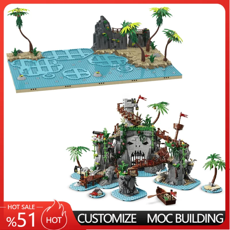 Tropische Insel Diorama-Basismodell, individuelle Bausteine, DIY-Montage, Lernspielzeug, Geschenke für Szenenbau und Sammler
