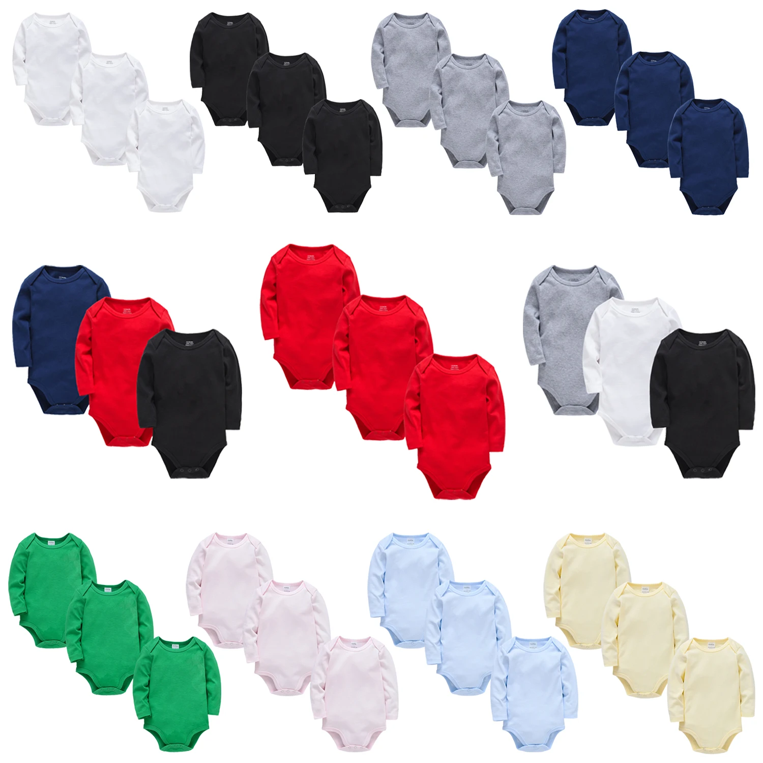 3 stks/set veelkleurige baby unisex kleding bodysuits met lange mouwen katoen zachte jumpsuits ondergoed pasgeboren loungewear baby-outfit