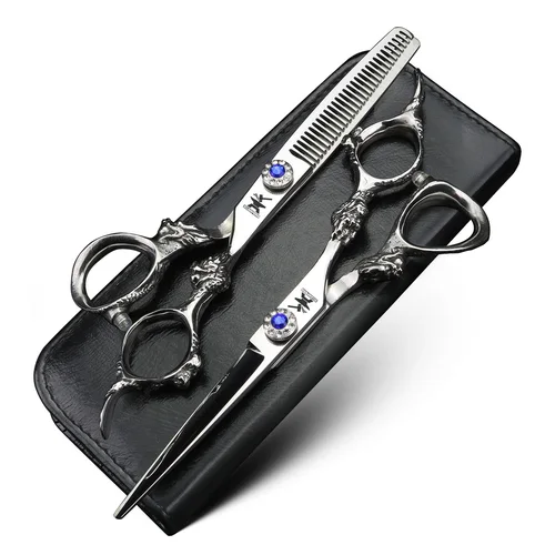 Imagen 2 del producto XUANFENG Tijeras para el cabello con mango de dragón de 6 pulgadas Herramientas de peinado de peluquero Tijeras de corte y tijeras de adelgazamiento 6