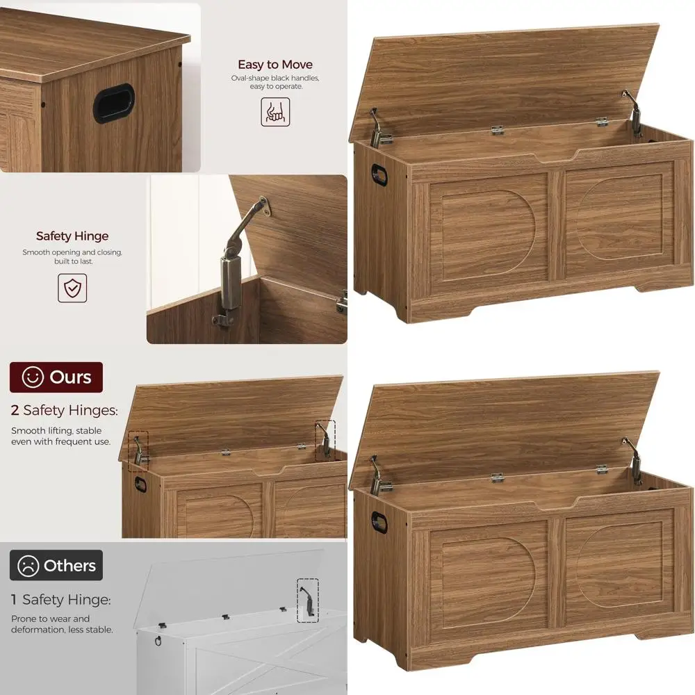 

Honey Brown Wooden Storage Chest, 39.4 Shoe Bench with Entryway Cabinet, Living Room Furniture