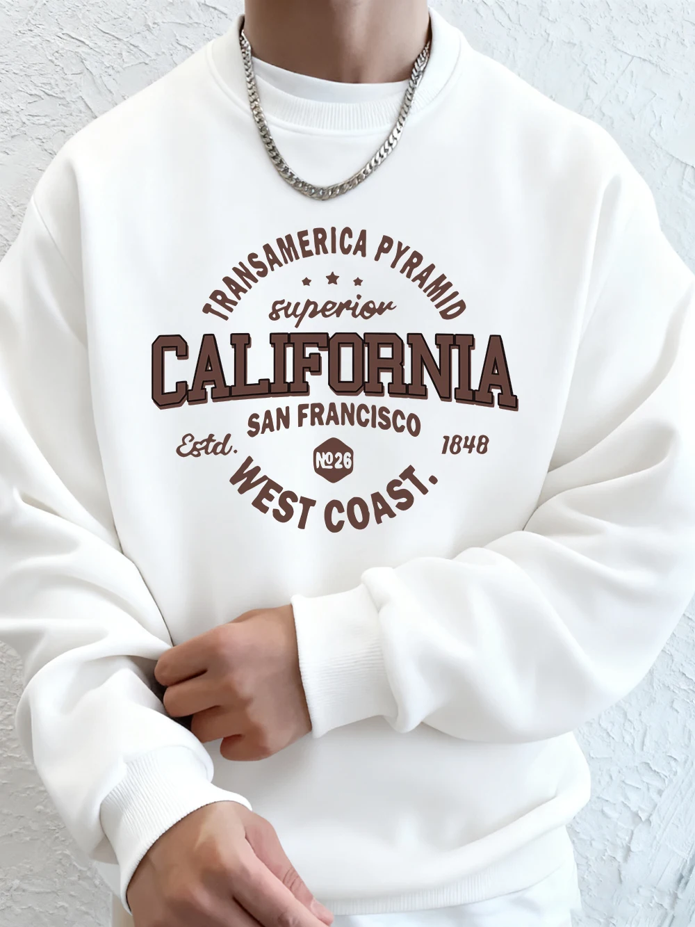 California West Coast Prints Men'S Hoodies Autumn Loose Sweatshirts Hip Hop Crewneck Fleece Warm Pullover Street Men Clothes