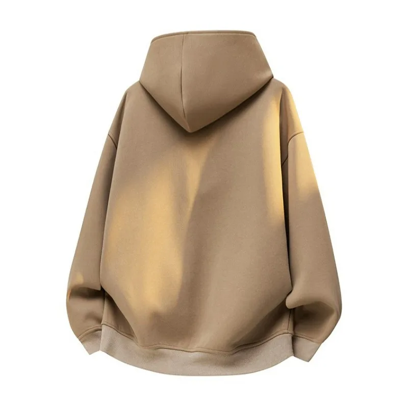 KIDWHXR Autumn Man Sweatshirt Simple Solid Pocket Male Hooded Coat Loose Long Sleeve Sport Casual Versatile Men Outerwear