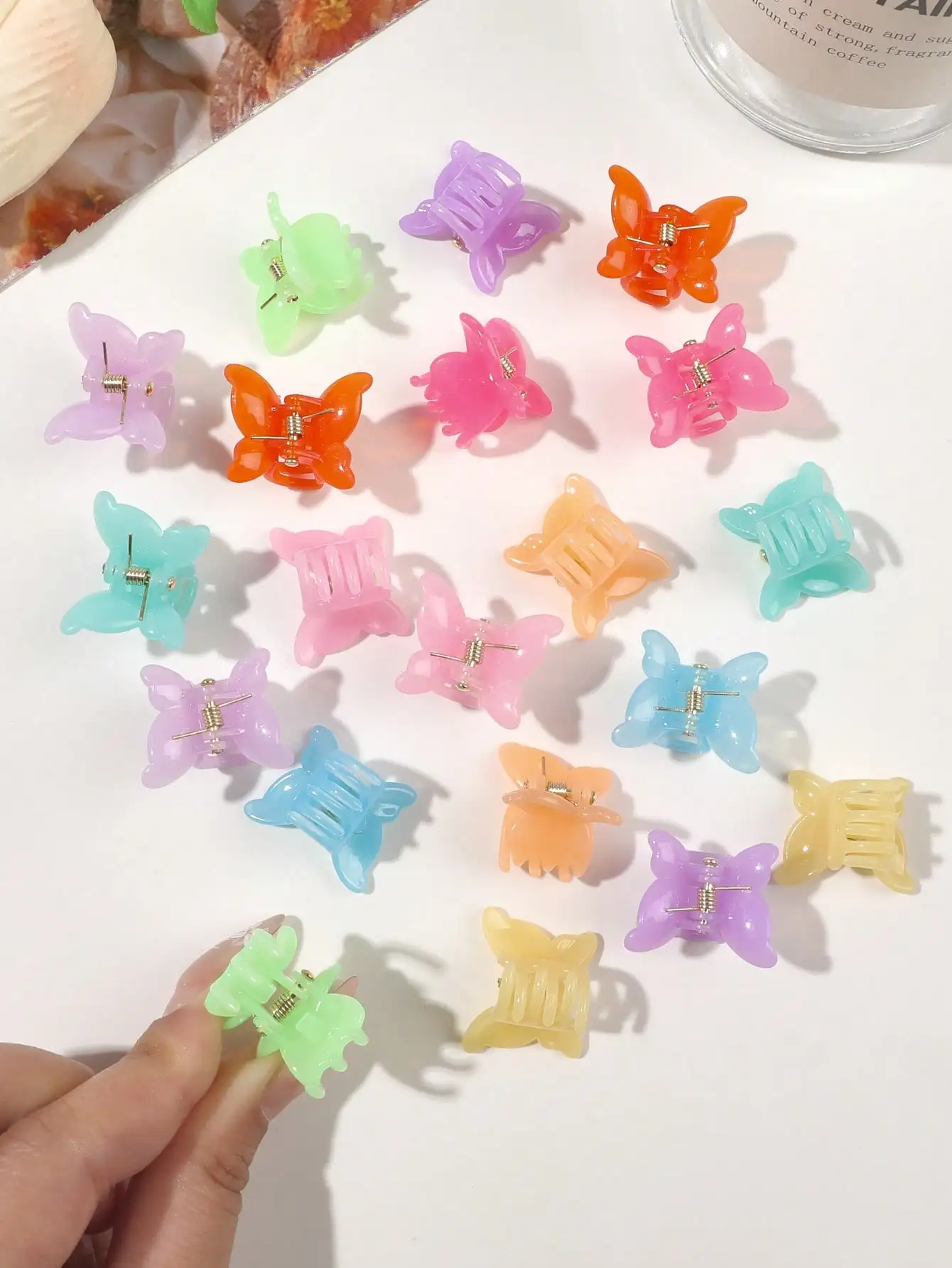 20 Packungen sortierte Haarspangen in Macaron-Farben mit Schmetterlingsmotiv, schöne Mini-Schmetterlings-Haarspangen, niedliche Sommer-Haaraccessoires für Frauen und Mädchen – Detail 10