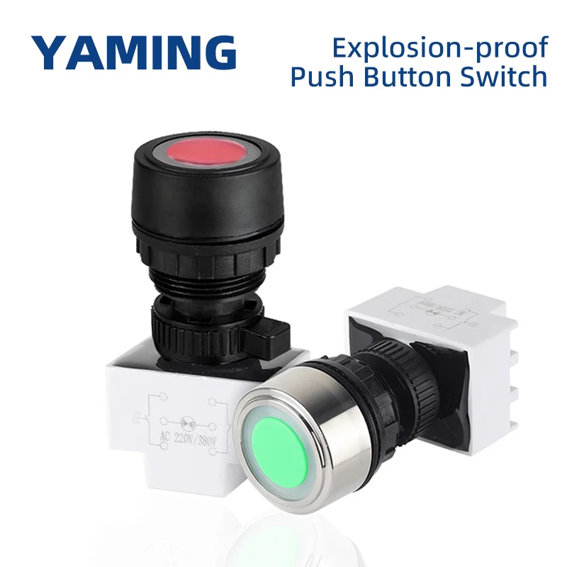 Interruttore a pulsante di ripristino BA8030 a prova di esplosione Controllo anticorrosione con indicatore luminoso Plastica 30 mm Contatto argento