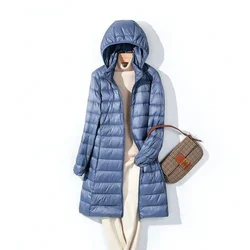 Plus Size 5XL 2024 New Arrivals Autumn Spring Women X-long White Duck Down Jackets Female Hat Detachable Warm Casual Coats