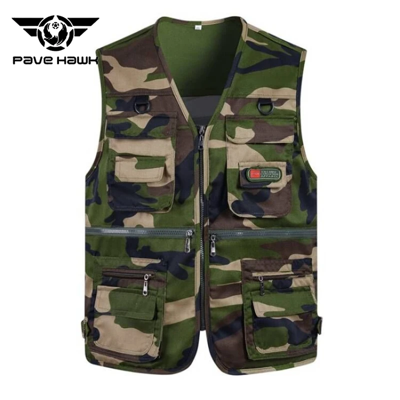 Men Tactical Vest Multi-pocket Wearable Camo Cargo Vest Outdoor Combat Climbing Hunting Fishing Tank Top Spring Autumn Style