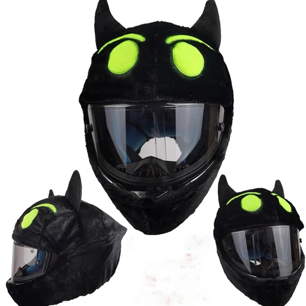 خوذات الدراجات النارية المضحكة ذات الرسوم المتحركة القطيفة، أغطية خوذات الدراجات النارية الواقية، أغطية الوجه الكامل لحفلات الخوذات الإبداعية #5