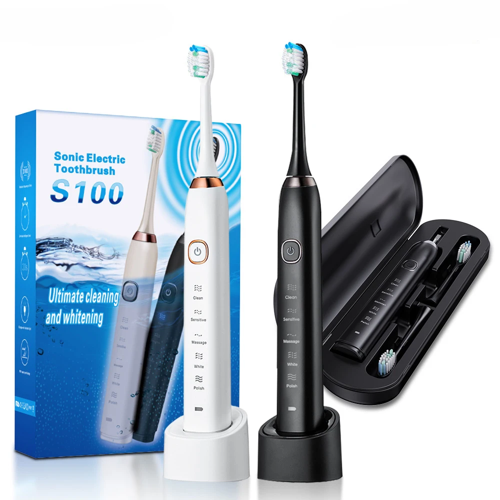 Electric Toothbrush for Adults Ultrasonic Toothbrushes with 8 Brush Heads Power Rechargeable Toothbrush with 5 Modes Smart Timer