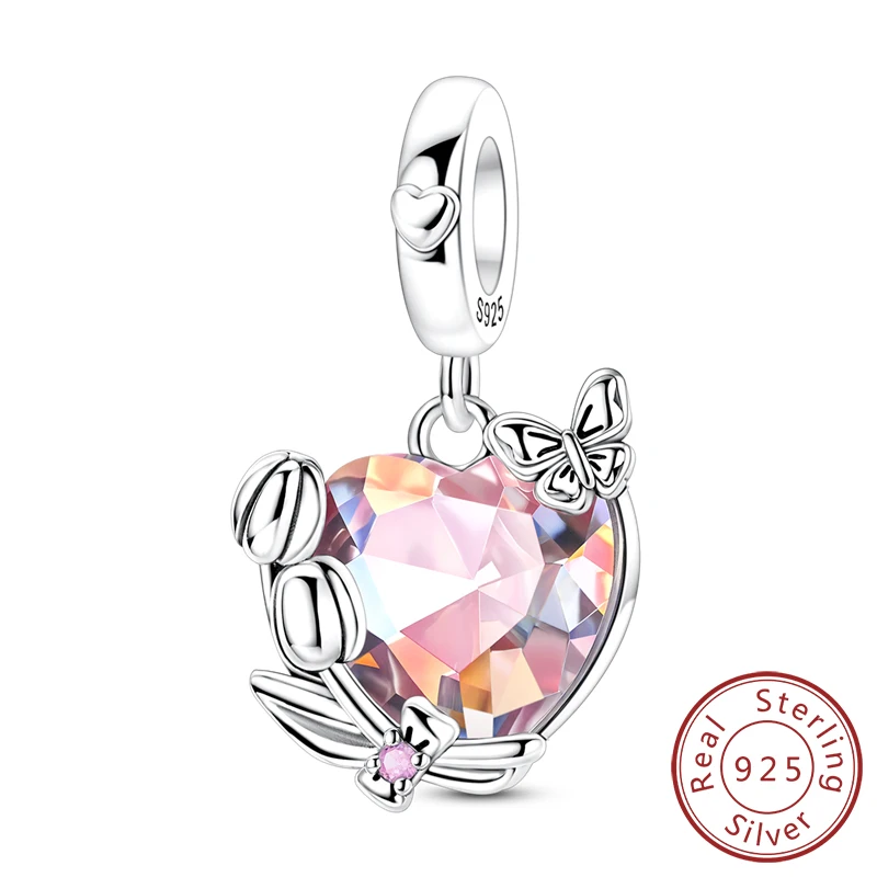 Original 925 Sterling Silber Herz Liebe Charms Perlen Anhänger Fit Original Armband Halskette DIY Charms Frauen Mann Schmuck Geschenk