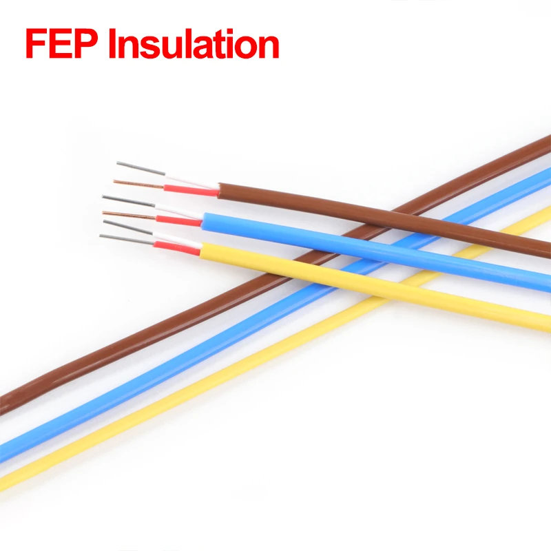 2/5/10m Thermocouple Wire K J T Type 2 Cores High Temperature Measuring Compensation Cable PTFE Insulator Electronic Line