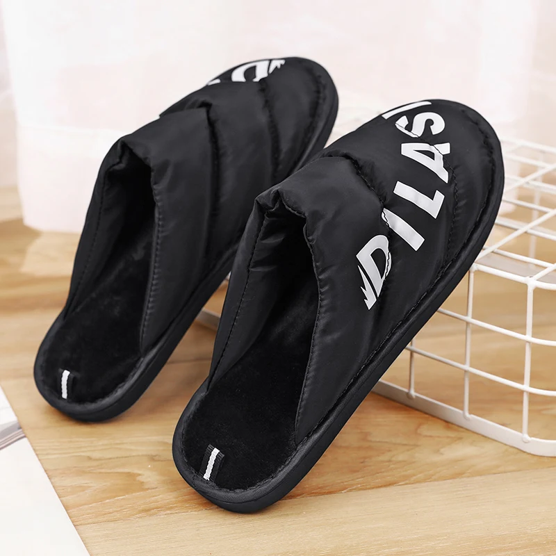 

2024 Winter Men's Cotton Slippers Home Warm Slippers Outdoor Fashion Couple Cotton Shoes Indoor Floor Flat Home Non-slip Shoes