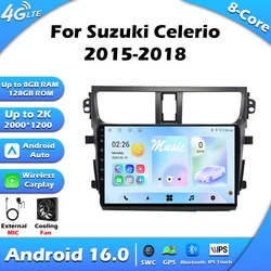 Android 16 Auto CarPlay Car Radio For Suzuki Celerio Alto 2015-2018 Multimedia Video Player Stereo GPS Navigation 2din Autoradio
