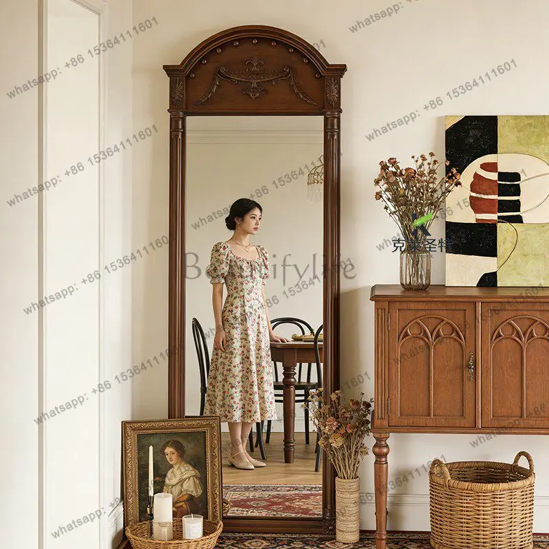 French retro full-body mirror medium and ancient style home landing fitting mirror