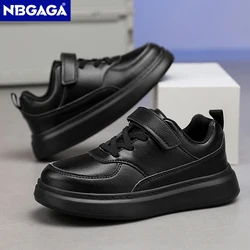 New Fashion Black Children Shoes Pu Leather Kids Casual Sneakers School Running Shoes for Boy Girls White Tennis